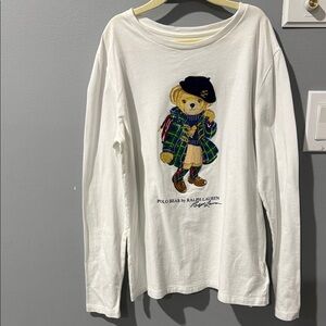 Ralph Lauren Kids White Long Sleeve Polo Bear Tee